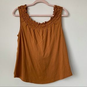 Anthropologie Maeve Justine Smocked Neckline Tank Top Honey Orange Size Small